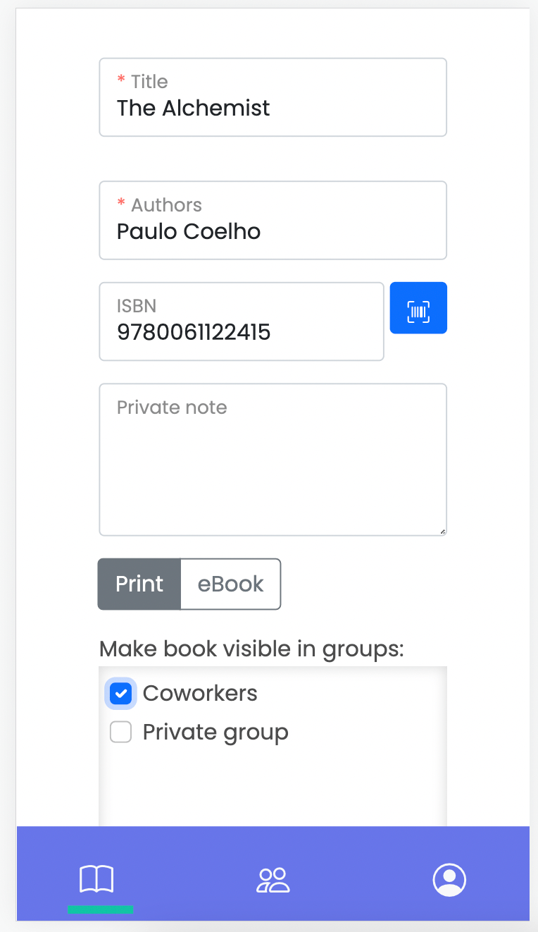 Add book to groups feature preview